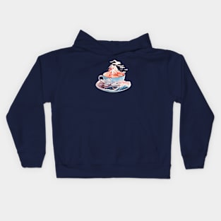 Japanese style semi-surreal landscape teacup Kids Hoodie